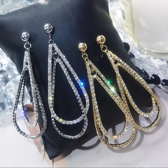 NEW 18K YELLOW GOLD DIAMOND DROP EARRINGS - Picture 5 of 6